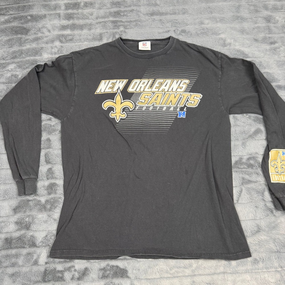 NFL Team Apparel New Orleans Saints Long Sleeve Shirt Mens Large Black Football